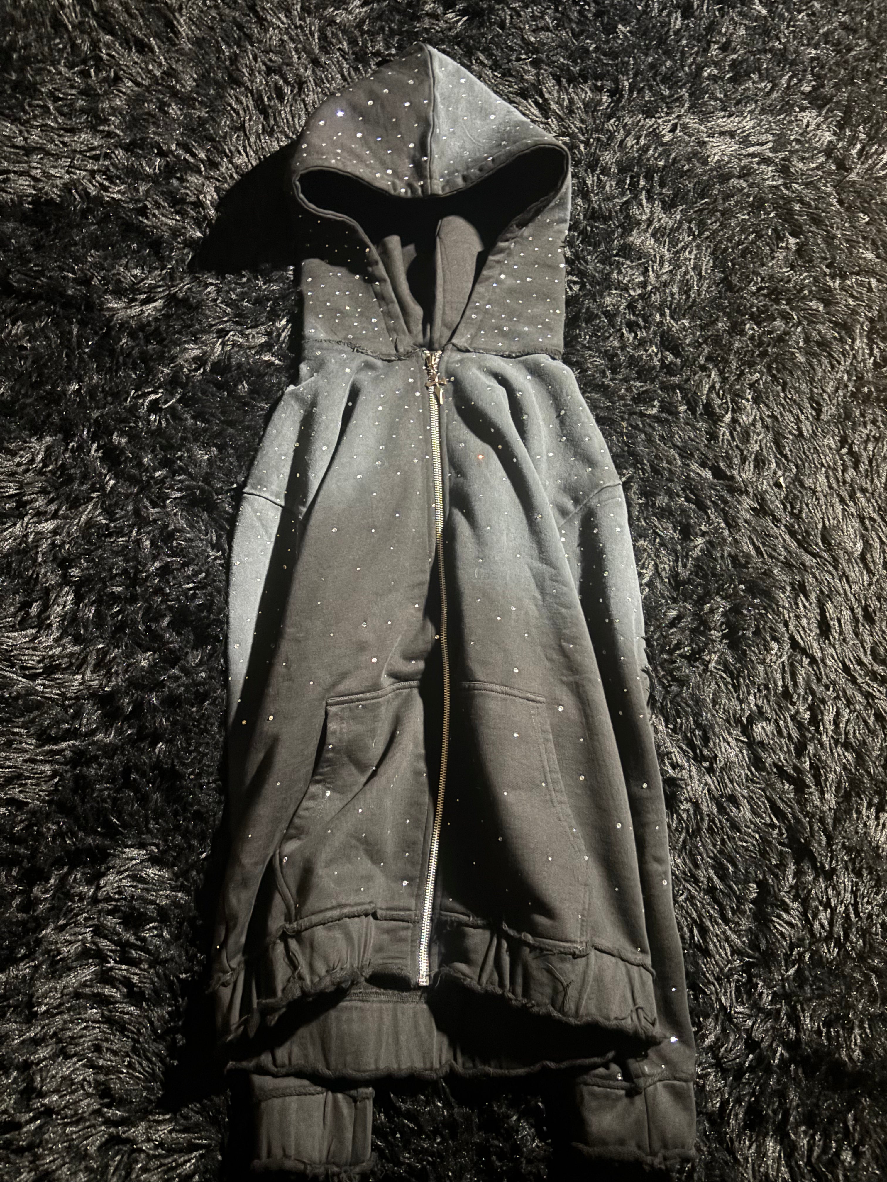 Rhinestone zip up hoodie